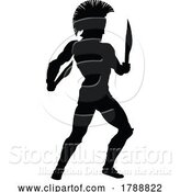 Vector Illustration of Spartan Silhouette Gladiator Trojan Greek Warrior by AtStockIllustration