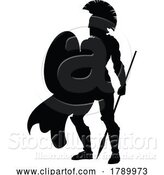 Vector Illustration of Spartan Silhouette Gladiator Trojan Greek Warrior by AtStockIllustration