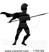 Vector Illustration of Spartan Silhouette Gladiator Trojan Greek Warrior by AtStockIllustration