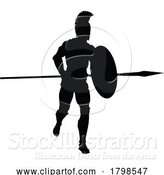 Vector Illustration of Spartan Silhouette Gladiator Trojan Greek Warrior by AtStockIllustration