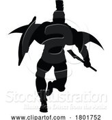 Vector Illustration of Spartan Silhouette Gladiator Trojan Greek Warrior by AtStockIllustration