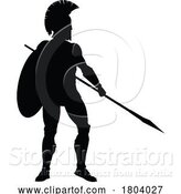 Vector Illustration of Spartan Silhouette Gladiator Trojan Greek Warrior by AtStockIllustration