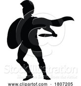 Vector Illustration of Spartan Silhouette Gladiator Trojan Greek Warrior by AtStockIllustration