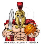 Vector Illustration of Spartan Trojan Basketball Sports Mascot by AtStockIllustration