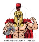 Vector Illustration of Spartan Trojan Gamer Gladiator Controller Mascot by AtStockIllustration