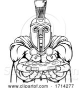 Vector Illustration of Spartan Trojan Gamer Warrior Controller Mascot by AtStockIllustration