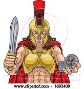 Vector Illustration of Spartan Trojan Gladiator Gamer Warrior Lady by AtStockIllustration