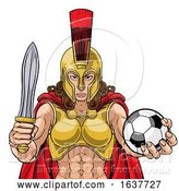 Vector Illustration of Spartan Trojan Gladiator Soccer Warrior Lady by AtStockIllustration