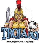 Vector Illustration of Spartan Trojan Gladiator Soccer Warrior Lady by AtStockIllustration