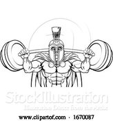 Vector Illustration of Spartan Trojan Weight Lifting Body Building Mascot by AtStockIllustration