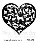 Vector Illustration of Staffy Dog Heart Silhouette Concept by AtStockIllustration