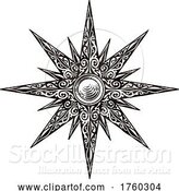 Vector Illustration of Star Sun Old Vintage Style Engraved Compass Rose by AtStockIllustration