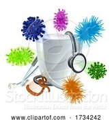 Vector Illustration of Stethoscope Medical Virus Bacteria Cells Shield by AtStockIllustration