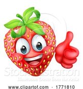 Vector Illustration of Strawberry Emoticon Emoji Mascot Icon by AtStockIllustration