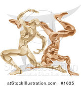 Vector Illustration of Strong Gemini Twins with the Zodiac Symbol by AtStockIllustration