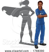 Vector Illustration of Super Hero Black Lady Doctor Nurse Superhero by AtStockIllustration