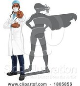 Vector Illustration of Super Hero Black Lady Doctor Superhero Pointing by AtStockIllustration