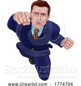 Vector Illustration of Super Hero Businessman Superhero Flying by AtStockIllustration