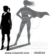 Vector Illustration of Superhero Businesswoman with Super Hero Shadow by AtStockIllustration