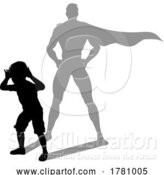 Vector Illustration of Superhero Child Kid with Super Hero Shadow by AtStockIllustration