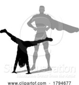 Vector Illustration of Superhero Child Kid with Super Hero Shadow by AtStockIllustration