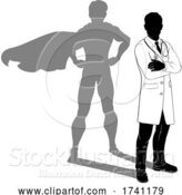 Vector Illustration of Superhero Doctor Silhouette Super Hero Shadow by AtStockIllustration