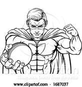 Vector Illustration of Superhero Holding Cricket Ball Sports Mascot by AtStockIllustration