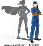 Vector Illustration of Superhero Nurse Doctor Lady Super Hero Shadow by AtStockIllustration