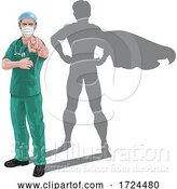 Vector Illustration of Superhero Nurse Doctor with Super Hero Shadow by AtStockIllustration