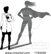 Vector Illustration of Superhero Scientist Super Hero Shadow Silhouette by AtStockIllustration