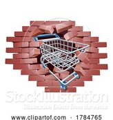 Vector Illustration of Supermarket Shopping Cart Trolley Breaking Wall by AtStockIllustration