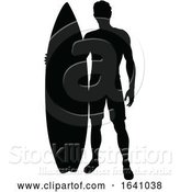 Vector Illustration of Surfer Silhouette by AtStockIllustration