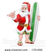 Vector Illustration of Surfing Shaka Santa Surfboard Christmas by AtStockIllustration