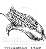 Vector Illustration of Sweet Corn Ear Maize Woodcut Etching Illustration by AtStockIllustration