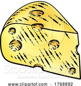 Vector Illustration of Swiss Cheese Vintage Woodcut Etching Style by AtStockIllustration