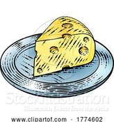 Vector Illustration of Swiss Cheese Vintage Woodcut Etching Style by AtStockIllustration