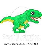 Vector Illustration of T Rex Pixel Art Dinosaur Video Game by AtStockIllustration