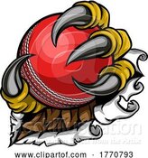 Vector Illustration of Tearing Ripping Claw Talon Holding Cricket Ball by AtStockIllustration