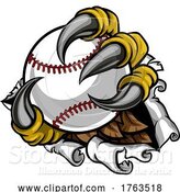 Vector Illustration of Tearing Ripping Claw Talons Holding Baseball Ball by AtStockIllustration