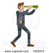 Vector Illustration of Telescope Spyglass Character Business Concept by AtStockIllustration