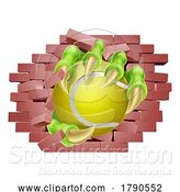 Vector Illustration of Tennis Ball Claw Breaking Through Wall by AtStockIllustration