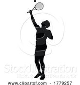 Vector Illustration of Tennis Player Guy Sports Person Silhouette by AtStockIllustration