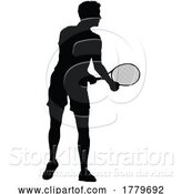 Vector Illustration of Tennis Player Guy Sports Person Silhouette by AtStockIllustration