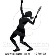 Vector Illustration of Tennis Player Lady Sports Person Silhouette by AtStockIllustration