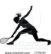 Vector Illustration of Tennis Player Lady Sports Person Silhouette by AtStockIllustration