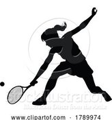 Vector Illustration of Tennis Player Lady Sports Person Silhouette by AtStockIllustration
