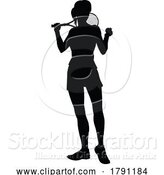 Vector Illustration of Tennis Player Lady Sports Person Silhouette by AtStockIllustration