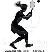 Vector Illustration of Tennis Player Lady Sports Person Silhouette by AtStockIllustration