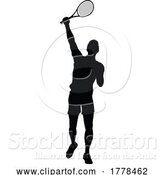 Vector Illustration of Tennis Silhouette Sport Player Guy by AtStockIllustration