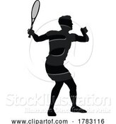 Vector Illustration of Tennis Silhouette Sport Player Guy by AtStockIllustration